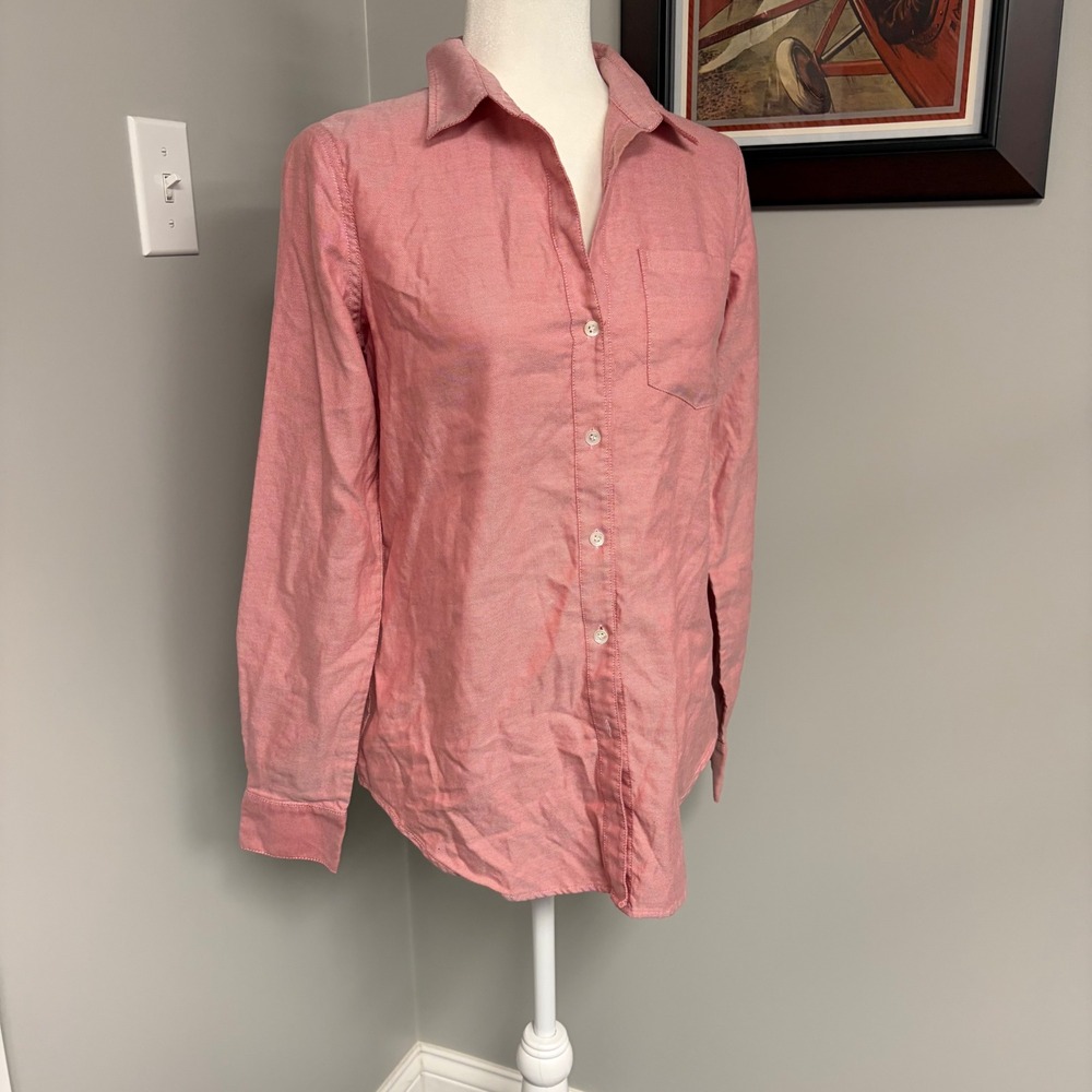 Theory Nikala Pink Oxford Cotton Button Down Shirt Womens Medium A0104505 - Picture 2 of 6